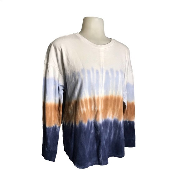 Madewell | Ombre Long Sleeve Sweater Blue Tan White Sweater - Picture 4 of 8